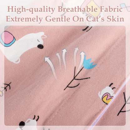 ANWA 2 Pack Cat Recovery Suit for Female Cats, Breathable Post-Surgery Recovery Onesie, Medium, Alpaca + Kitten