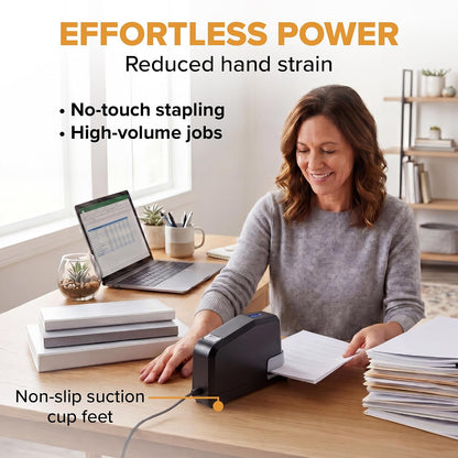 Bostitch Office Impulse Heavy Duty Electric Stapler Value Pack, 45 Sheet Capacity, Includes 5,000 Staples, No-Jam, Faster Stapling, Silver