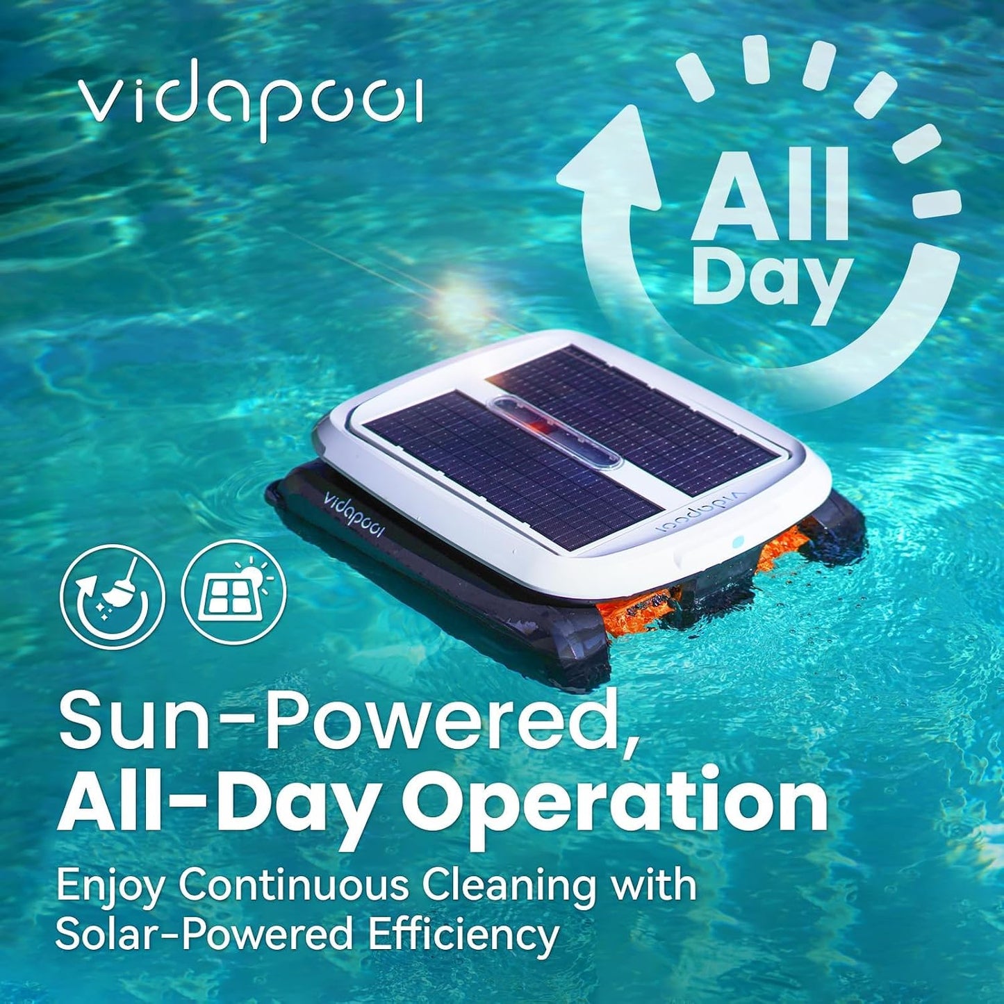 Solar Pool Skimmer Robot, Automatic Pool Surface Skimmer Cleaner, Dual Mode Solar Powered Pool Skimmer with Obstacle Avoidance, Day & Night Cleaning for All Swimming Pools-White
