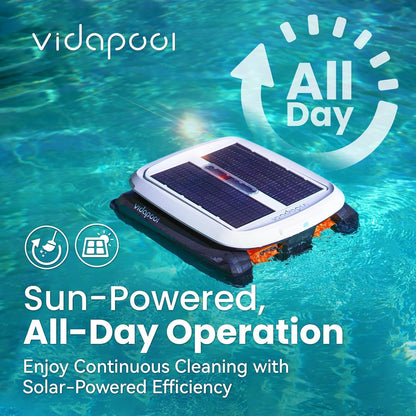 Solar Pool Skimmer Robot, Automatic Pool Surface Skimmer Cleaner, Dual Mode Solar Powered Pool Skimmer with Obstacle Avoidance, Day & Night Cleaning for All Swimming Pools-White