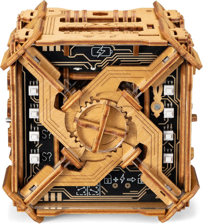 PUZZLE POTATO Tesla Box, Self-Powered Electronic Wooden Puzzle Box, 5/5 Difficulty Escape Room Brain Teaser with 256 Parts & 38 Magnets, Resettable Puzzle for Adults 14+