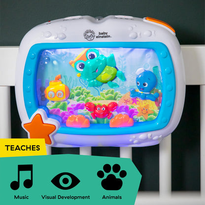 Baby Einstein Sea Dreams Soother Musical Crib Toy & Sound Machine, 25-Minute Light Effects, Remote Control, Newborn & Up, Neutral