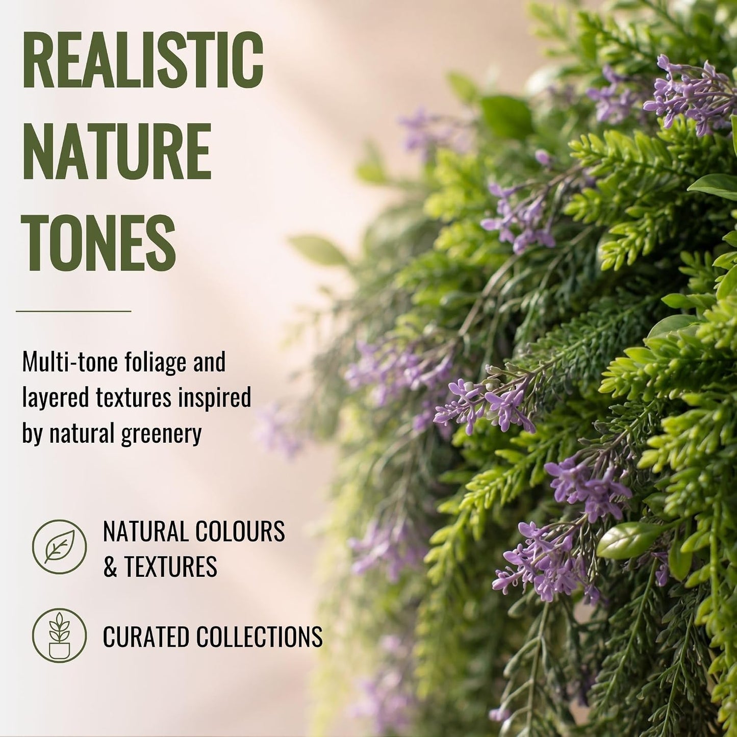 DECKO Artificial Plants - Fake Plants & Flowers Indoor and Outdoor - UV Resistant Hanging Plants for Living Room, Balcony, Patio, Kitchen etc - Faux Greenery - Senna Collection (2 Sets of 3 Cascades)
