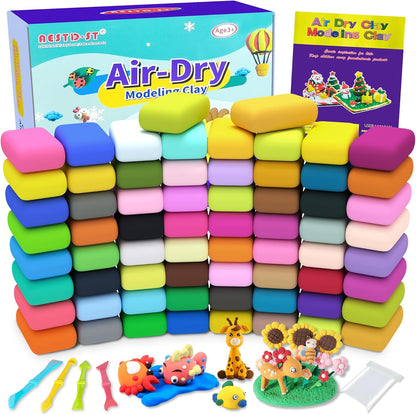 Aestd-ST Air Dry Clay 66 Colors, Modeling Clay Kit for Kids, Teens & Adults, Soft Non-Sticky DIY Magic Clay with Sculpting Tools & Storage Bags