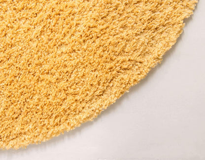 Unique Loom Davos Shag Collection Area Rug - Solid (5' 3" Round, Sun Yellow)