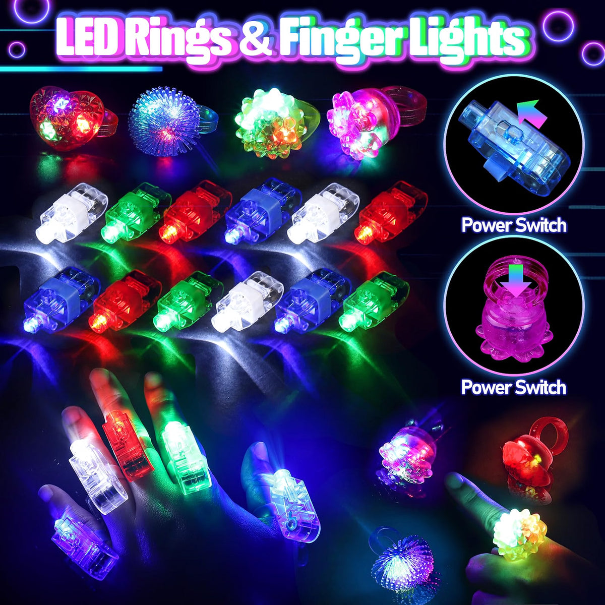 TSDATOWR 150-Piece Glow in the Dark Party Supplies for Kids & Adults, LED Glasses, Headbands, Rings & Glow Sticks with DIY Connectors, Neon Light-Up Party Kit