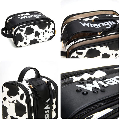 Wrangler Large Makeup Bag Travel Toiletry Bag Portable Cosmetic Bag Cute Makeup Organizer with Handle and Multiple Pockets & Dividers for Women