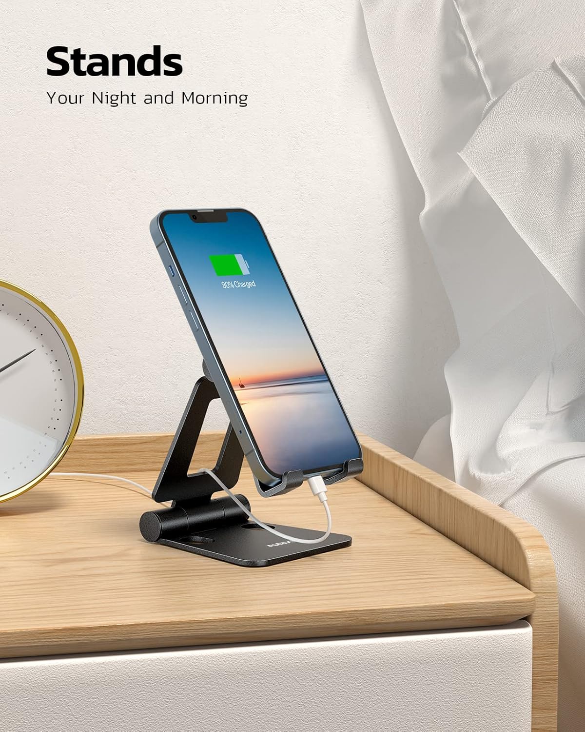 Nulaxy Full Aluminum Dual Folding Cell Phone Stand for Desk