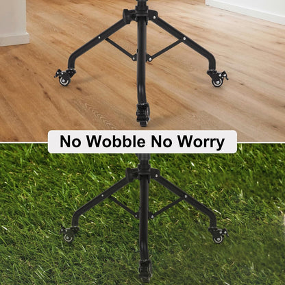 Tossbiss Laptop Tripod on Wheels with 2 Shelves Portable Projector Floor Stand Adjustable Height 25.9 to 51.8 Inch with Phone Holder, Projector Stand