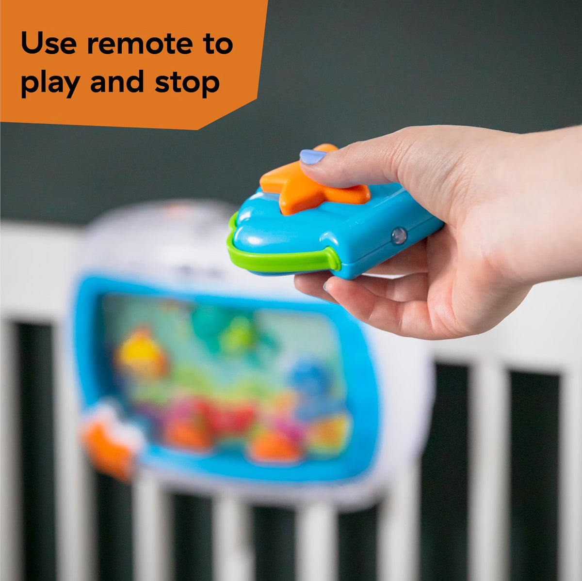 Baby Einstein Sea Dreams Soother Musical Crib Toy & Sound Machine, 25-Minute Light Effects, Remote Control, Newborn & Up, Neutral