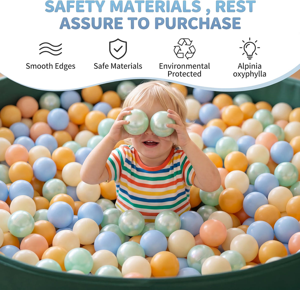 HyperionFlo Essentials Clear Ball Pit Balls, Crush-Resistant Plastic Play Balls with Zipper Storage Bag, 5.5 cm, Orange & Teal, 170-Pack