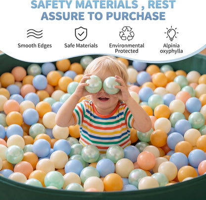 HyperionFlo Essentials Clear Ball Pit Balls, Crush-Resistant Plastic Play Balls with Zipper Storage Bag, 5.5 cm, Orange & Teal, 170-Pack