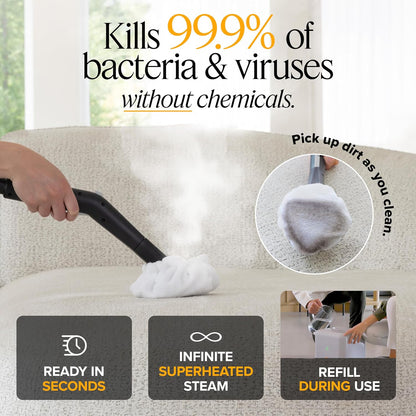 Dupray Neat Plus Steam Cleaner for Home - Essential Pack 90s Fast heat up & unlimited steam |Chemical-free cleaning for floor, car, wall, grout & kitchen |Steam mop|17 Accessories