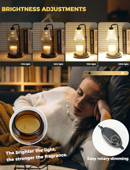 GODONLIF Candle Warmer Lamp with Timer, Dimmable Wax Melter Lamp, Height Adjustable Candle Warmer for Home Decor, Birthday Gifts for Women and Men
