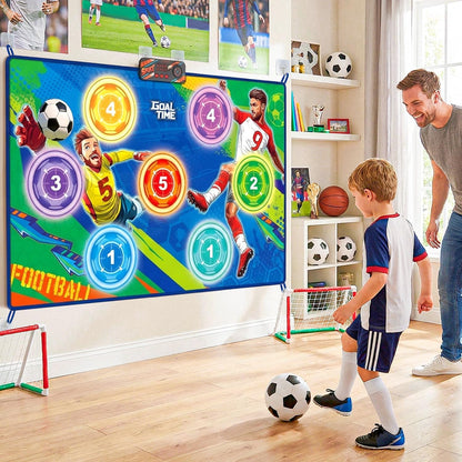 TPCSCH Electronic Soccer Scoring Game for Kids, 3 Game Modes, Real-Time Score Display, Soccer Toss Target with 2 Soft Balls, Indoor Outdoor Soccer Toy, Ages 3–12