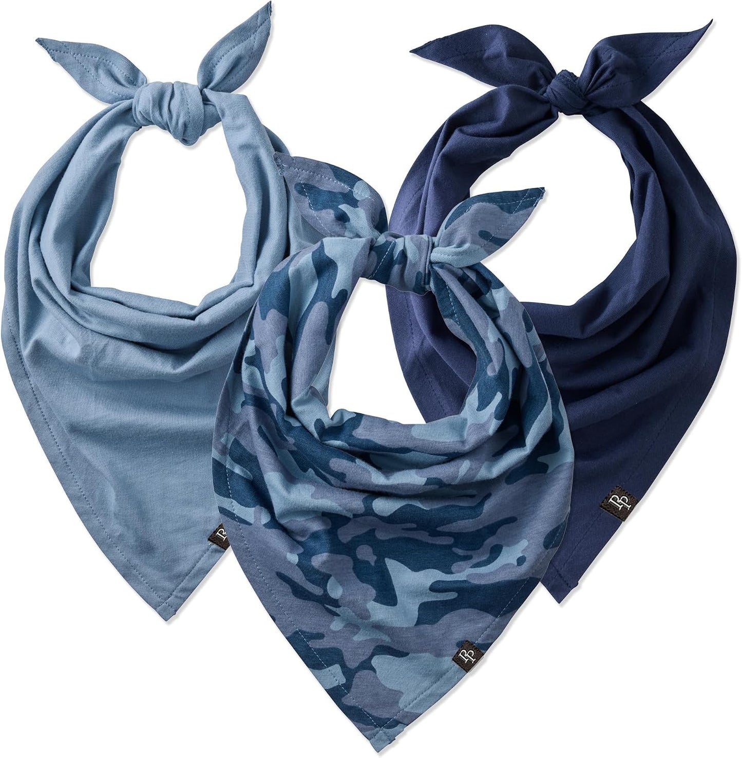 Pet Passion Bandit Organic Cotton Dog Bandanas 3-Pack, Navy Camo, Medium/X-Large