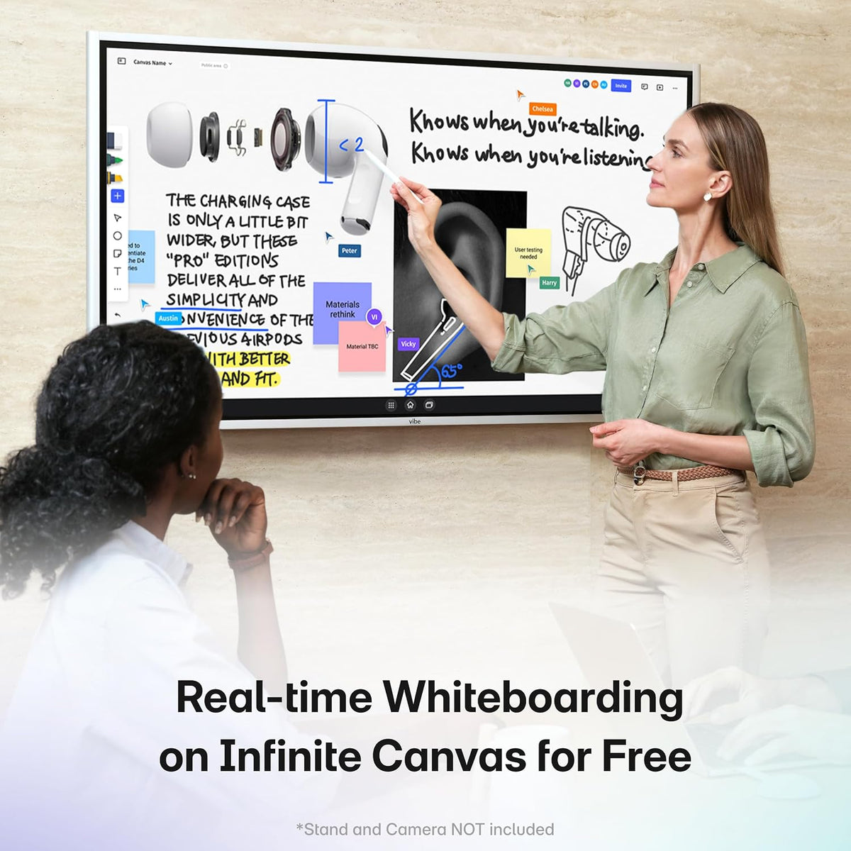 Vibe S1 55-Inch Smart Board | 4K UHD Interactive Touchscreen Display with 250+ Apps, Cloud Whiteboard, Wi-Fi 6 & Bluetooth 5.2 for Office, Classroom & Conference Room