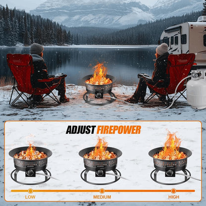 GasBRUH 19″ Outdoor Portable Propane Fire Pit with Cover&Carry Kit,60,000 BTU Smokeless Gas Firebowl,Outdoor Fireplace,Camping Propane Firepit,Portable Gas Fire Pits for Outside Patio,Camp,RV