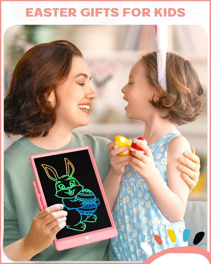 bravokids 10-Inch LCD Writing Tablet for Kids Ages 3-8, Electronic Doodle Board with Colorful Screen, Erasable Drawing Pad, Stylus, Anti-Shock Design, Pink