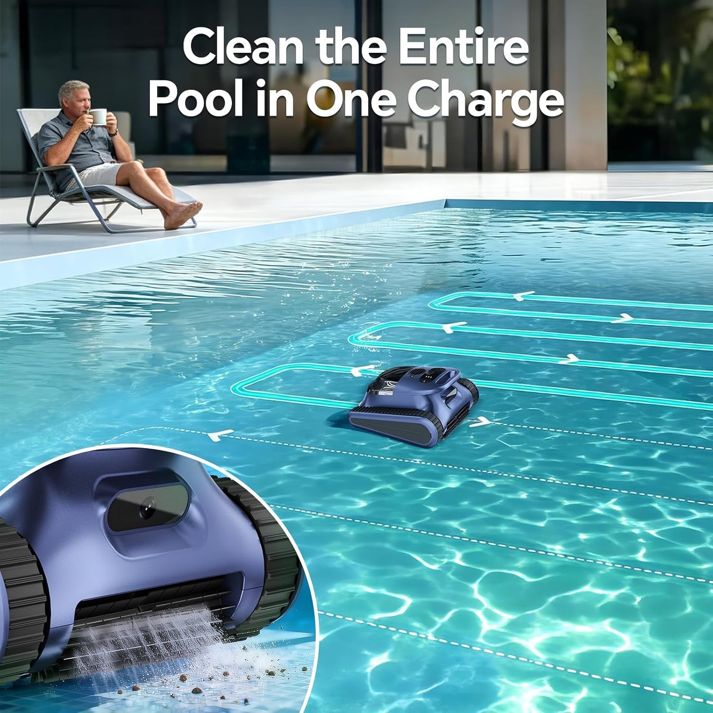 Cordless Robotic Pool Cleaner for Inground & Above Ground Pools, 180W Brushless Motor, 180-Minute Runtime, Wall-Climbing Pool Vacuum, SAT30
