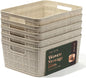 BINO | Woven Plastic Basket | Small (Natural), 5-Pack | THE JUTE COLLECTION | Home Organization, Space - Saving Storage, Stylish Design | Jute Basket | Plastic Storage Basket