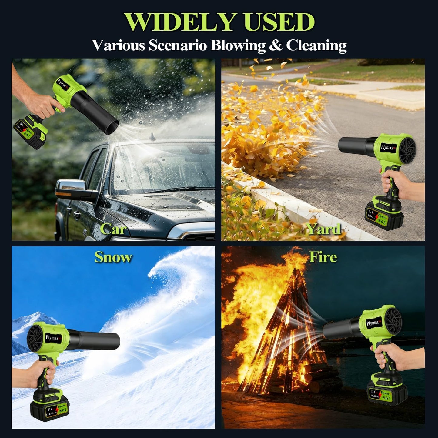 Cordless Leaf Blower, 800,000 RPM Electric Handheld Blower, Leaf Blower Cordless with 2×4.0Ah Batteries & Charger,Snow Blowers with 2-Nozzles for Patio,Lawn Care,Dust,Snow & Car Drying