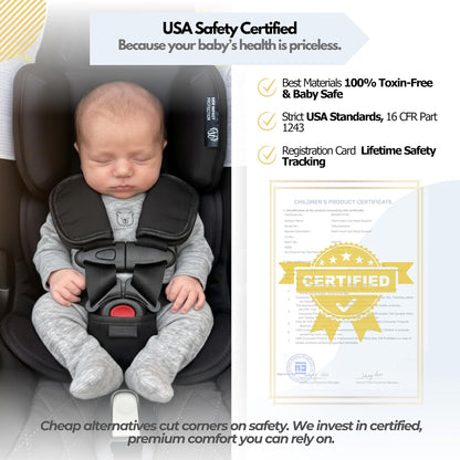 HyperionFlo Essentials Infant Car Seat Insert, Newborn Head & Body Support with Air Mesh Fabric, Cushioned Foam Padding, Black, 1 Count