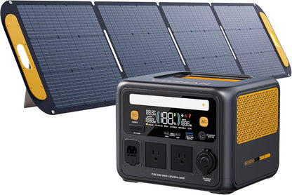 VTOMAN Jump 600X 600W Portable Power Station with 110W Foldable Solar Panel 170W Fast Recharge, 268.8Wh LiFePO4 Battery, 100W USB-C Output, 1200W Surge Solar Generator Kit for Camping, RV, Home Backup