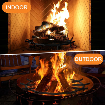 Firepit Grate Round 24 Inch Heavy Duty,Fireplace Log Grate Firewood Rack Metal Log Holder for Outdoor,Fire Pit Grate Campfire,Firewood Grates for Fireplace Rounds Indoor For Chimney Hearth
