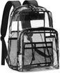 Clear Backpack for School, Heavy Duty Transparent 17-Inch Bookbag with 0.5mm PVC, Padded Straps, 15.6-Inch Laptop Sleeve & Multiple Pockets, Black
