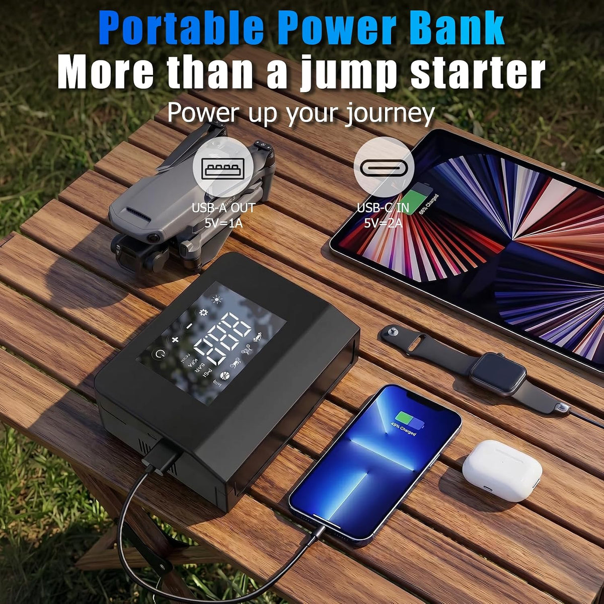 4000A Jump Starter with Air Compressor, 4-in-1 Portable Car Battery Booster & 150PSI Tire Inflator, 12V Jump Box Power Bank for Up to 8.0L Gas / 7.0L Diesel Engines with LED Flashlight