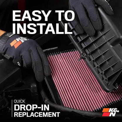 K&N High-Flow Original Lifetime Engine Air Filter: Increase Power: Premium, Washable: Compatible with 2014-2024 TOYOTA: Tacoma, Tundra, Sequoia, 33-5017