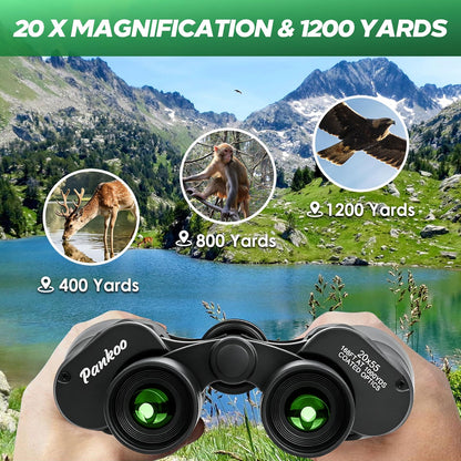 Pankoo 20x55 High-Powered Binoculars for Adults with Phone Adapter, BAK4 Prism & FMC Coating, Waterproof Fogproof Outdoor Binoculars for Bird Watching, Travel & Wildlife