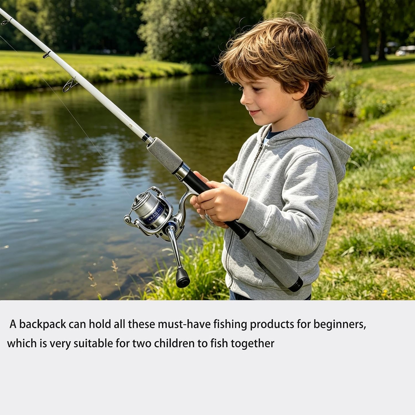 MNCIRISETOU Fishing Rod and Reel Combos 2-Pack, 6.5FT Telescopic Fishing Poles with Size 2000 Spinning Reels, Pre-Spooled 10 lb & 15 lb Monofilament Line, Accessories & Carry Bag