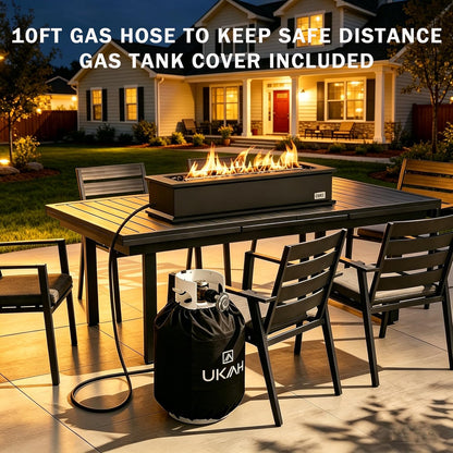 28" Propane Gas Fire Pit with 10FT Hose, 2 Covers & Glass Beads, FP063 Portable Smokeless Tabletop Fireplace for Outdoor Patio Backyard Camping RV Tailgating, Great Gift Choice, 40000BTU