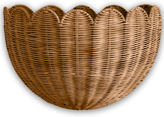 BEBE BASK Scalloped Wicker Wall Basket - The Original - 16 x 10 x 7 In | Handwoven Basket, Scalloped Décor Wall Hanging Baskets, Hanging Wall Basket, Rattan...