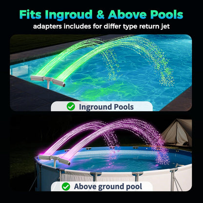 Klleyna Pool Fountain with 7-Color LED Lights, Dual Waterfall Sprayer, Remote Control, Adjustable 15-22" Height, Rechargeable Pool Fountain for Above Ground & Inground Pools, Gray