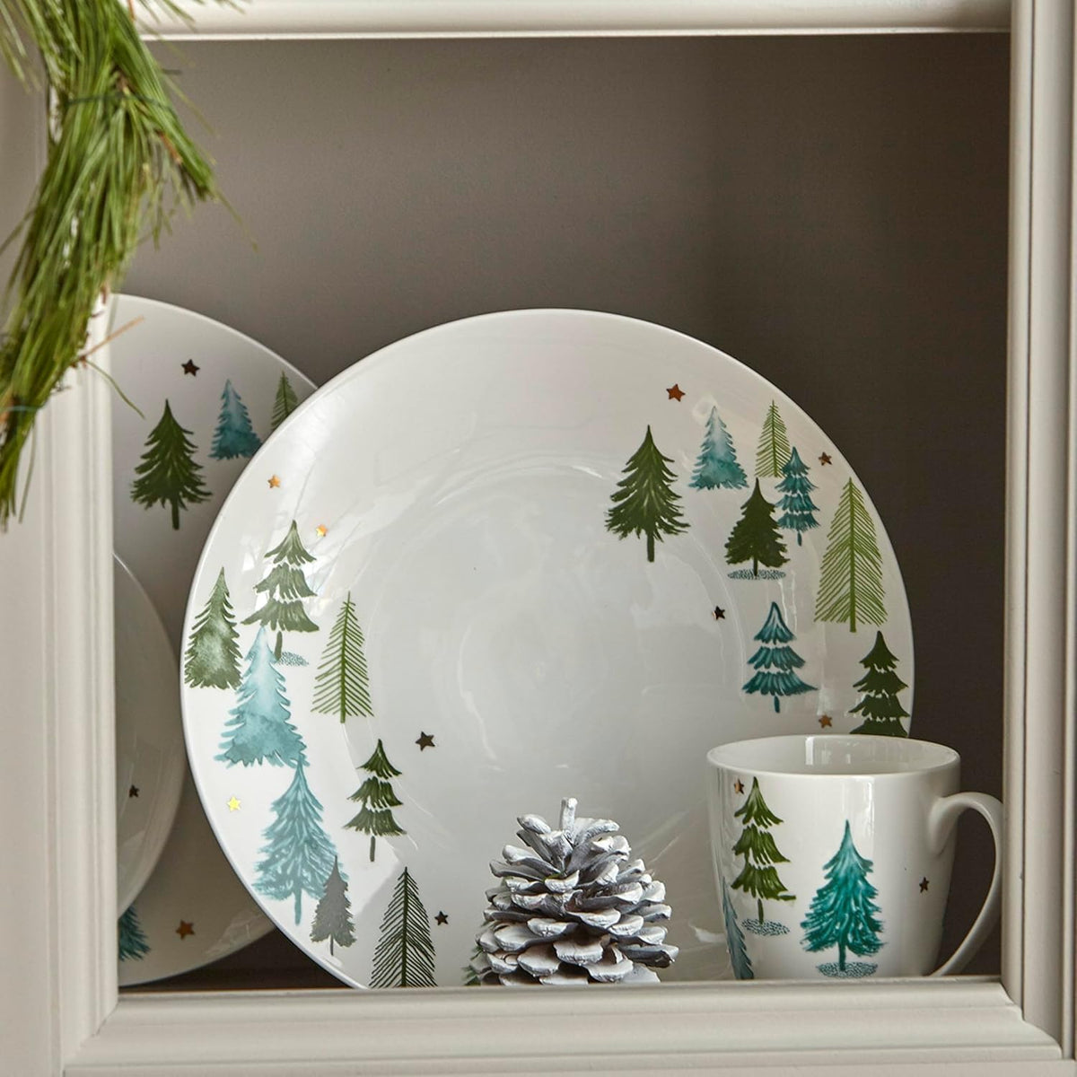 Lenox Balsam Lane Porcelain 12-Piece Christmas Dinnerware Set for 4 ceramic, dishwasher safe, microwave safe | plates and bowls sets for kitchen and dining | 10.5 inch plate