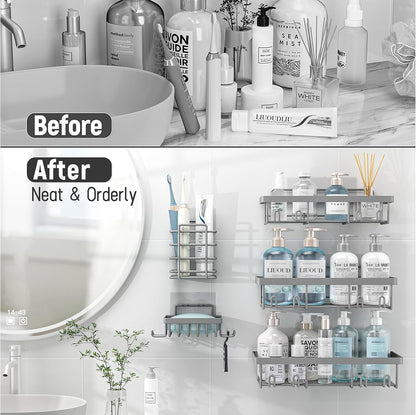 Liuoud 5 Pack Shower Caddy for Inside Shower, Grey Bathroom Storage Decor