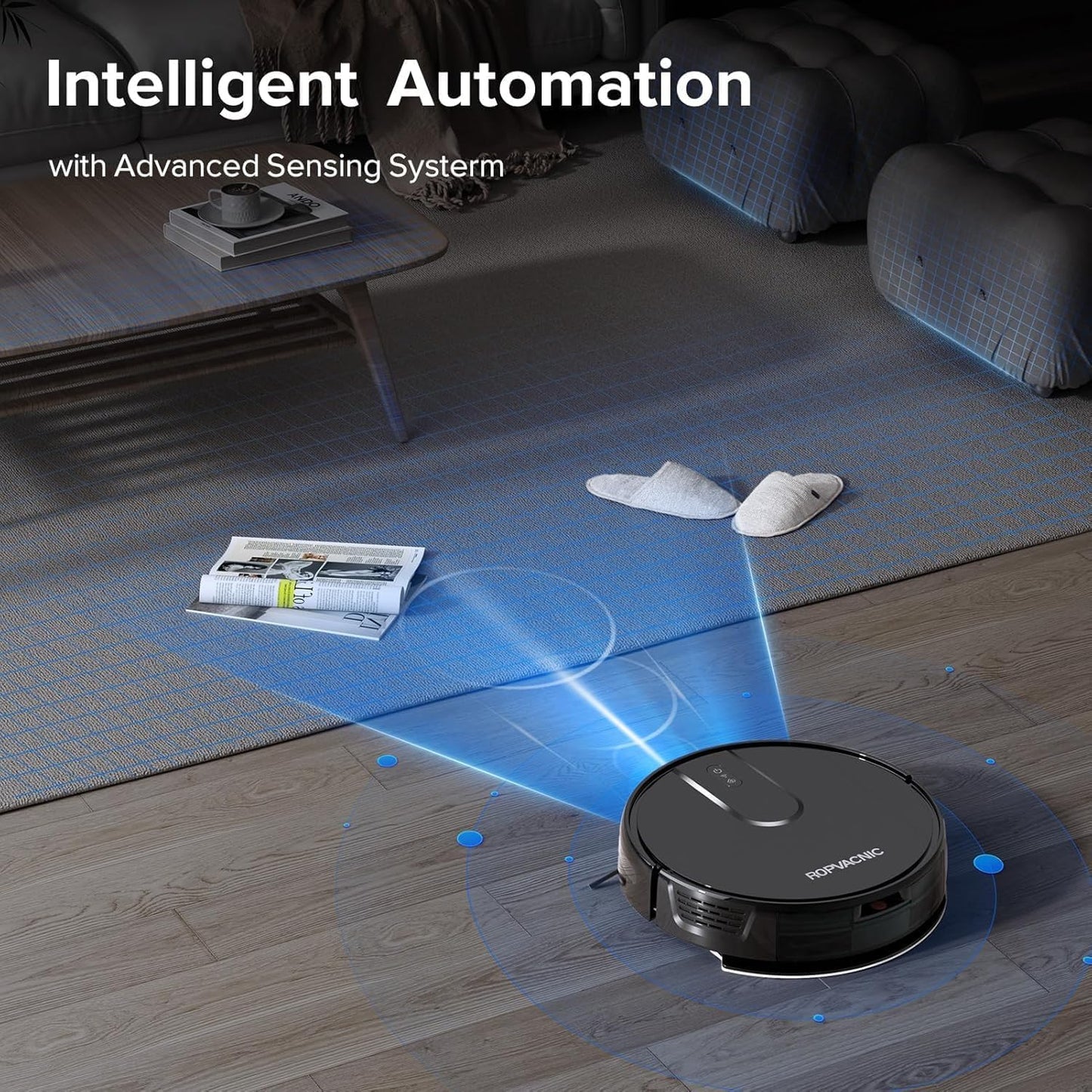 ROPVACNIC Robot Vacuum and Mop Combo 5200Pa Suction Robotic Cleaner Self-charging, app control, personalized cleaning adjustments, advanced obstacle avoidance, suitable for home use