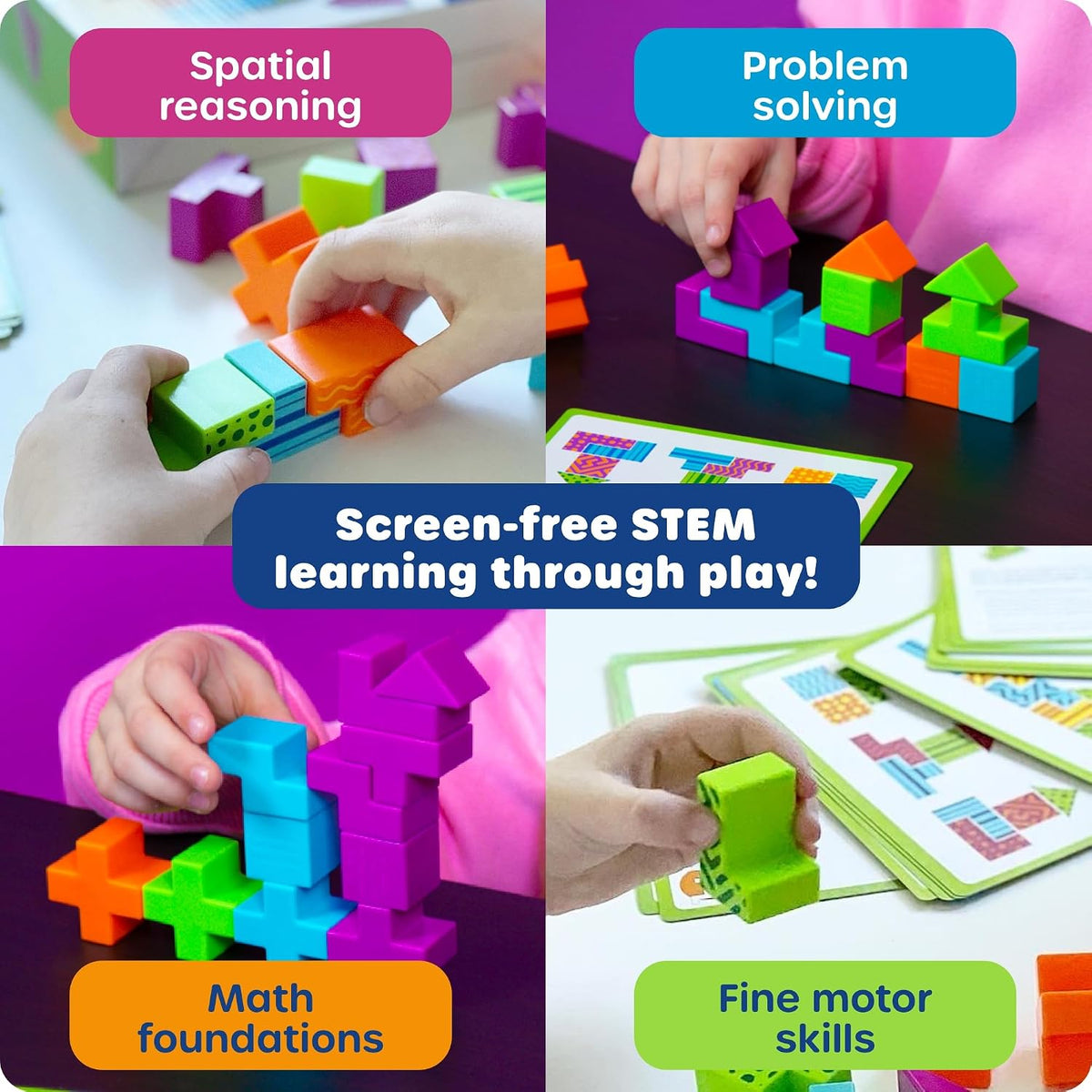 Learning Resources STEM Explorers Brainometry Brain Games, 34-Piece STEM Brain Teaser Puzzle with 10 Challenge Cards, Pattern Matching Logic Game for Kids Ages 5+, Screen-Free Learning Toy