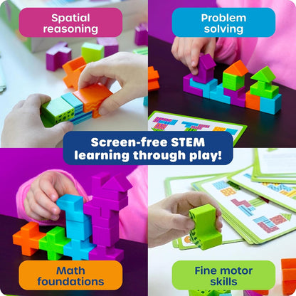 Learning Resources STEM Explorers Brainometry Brain Games, 34-Piece STEM Brain Teaser Puzzle with 10 Challenge Cards, Pattern Matching Logic Game for Kids Ages 5+, Screen-Free Learning Toy