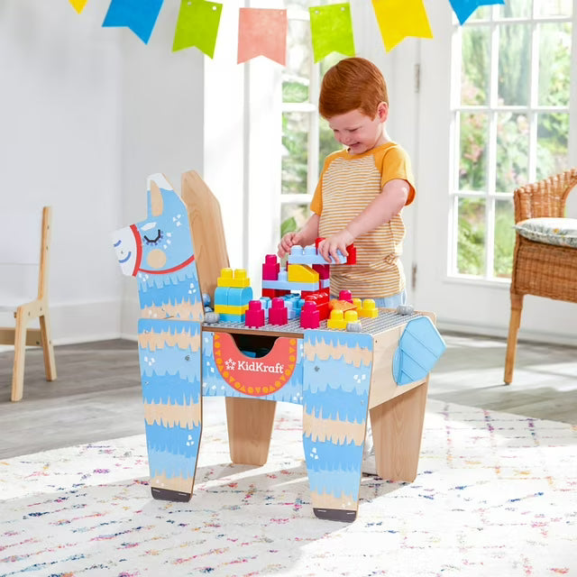 KidKraft Llama Pinata Building Bricks Table with 50 Blocks