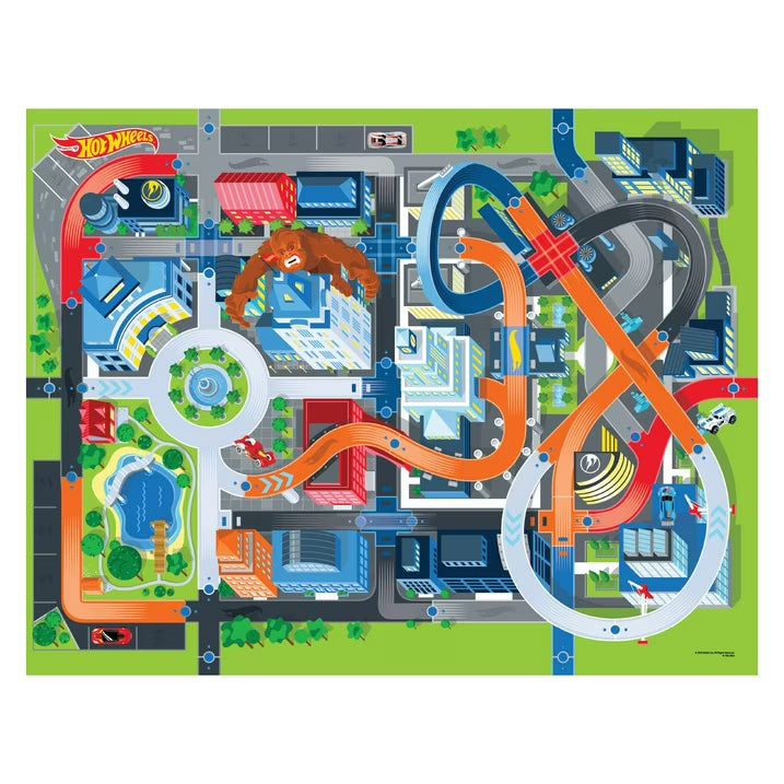 Megamat Jumbo Floor Playmat with 2 Character Vehicles, 61 x 47-Inch EVA Foam Playmat, Soft Hypoallergenic & Water-Resistant Kids Activity Mat, Ages 3+