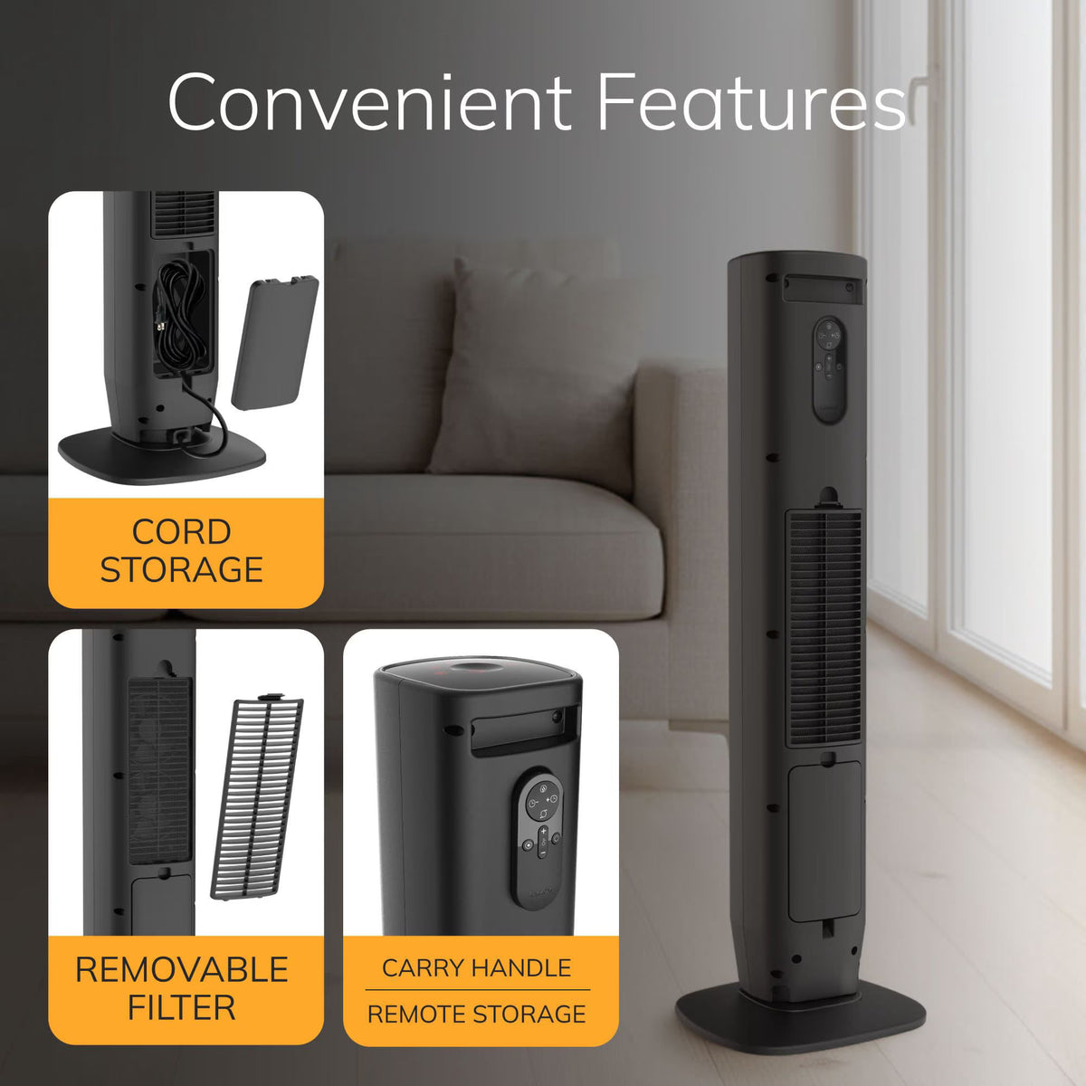 Lasko 32" Oscillating Ceramic Tower Space Heater with Remote, 1500W Digital Electric Heater with 3 Heat Settings, 12-Hour Timer, Adjustable Thermostat & Widespread Oscillation