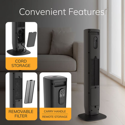 Lasko 32" Oscillating Ceramic Tower Space Heater with Remote, 1500W Digital Electric Heater with 3 Heat Settings, 12-Hour Timer, Adjustable Thermostat & Widespread Oscillation
