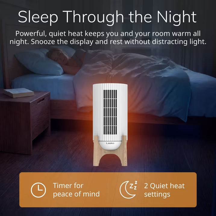 Lasko Artisan High Velocity Ceramic Space Heater with Remote, 1500W Tower Heater with Oscillation, Auto Eco Thermostat, 12-Hour Timer & Safety Protection, White