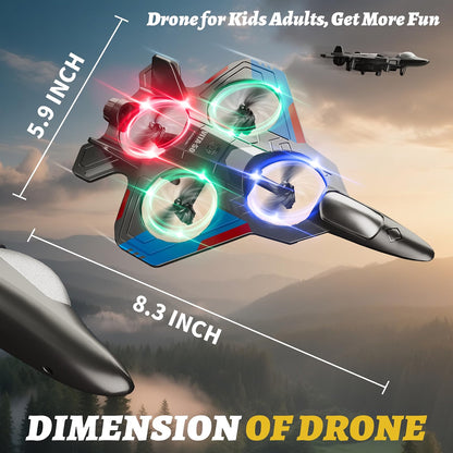 4DRC 4D-V50 Remote Control Airplane for Kids & Adults, 360° Stunt RC Fighter Aircraft with Headless Mode, Altitude Hold, 3-Speed Modes, LED Lights & Hand-Throw Takeoff, Black