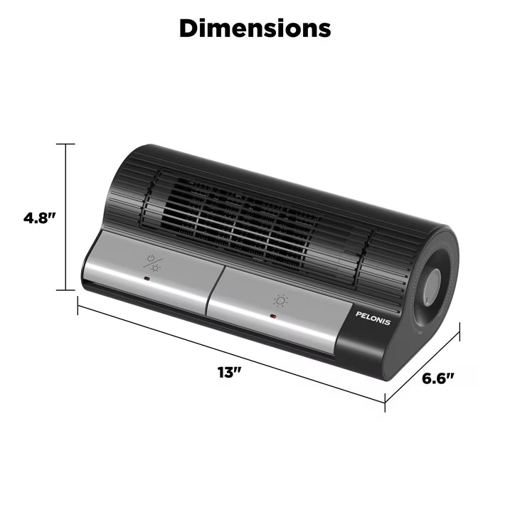 Pelonis 13" Under-Desk Flex Ceramic Space Heater, 1200W/700W Foot Pedal Controlled Heater with Adjustable Thermostat, Tip-Over & Overheat Protection, Compact Indoor Heater