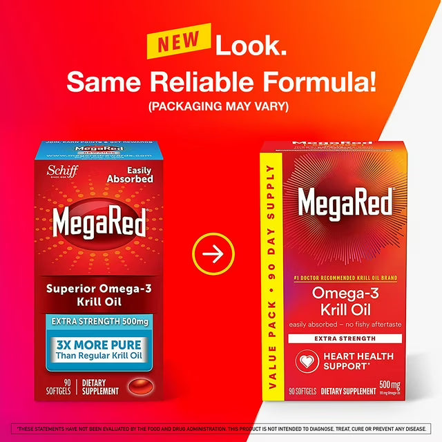MegaRed Omega-3 Krill Oil Softgels, 500mg, 90 Ct.